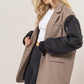 HYFVE Elevation Herringbone Mixed Media Contrast Long Sleeve Blazer