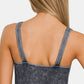 Zenana The Right Track Washed Ribbed Cropped V-Neck Tank in Ash Black