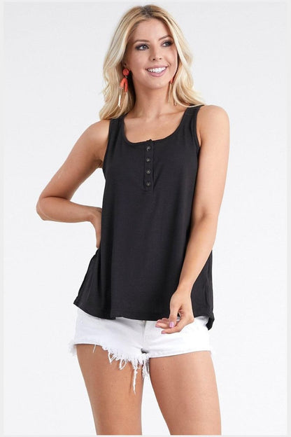 Ninexis Take Me Away Square Neck Half Button Tank