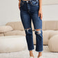 RFM Dylan Tummy Control Distressed High Waist Raw Hem Crop Jeans