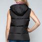 Snobbish Cute and Cozy Snap and Zip Closure Hooded Vest in Black/ Rose Violet