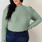 Basic Bae I'm Feeling Extra Ribbed Mock Neck Puff Sleeve T-Shirt