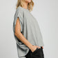 Umgee I'm On Point Exposed Seam Batwing Sleeve Knit Top in Gray