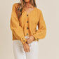MABLE Buttoned Up Long Sleeve Button Down Sweater Cardigan in Mustard