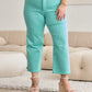 RFM Chloe Tummy Control High Waist Raw Hem Crop Jeans in Island Green