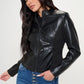 Coalition LA Look Again Zip Up Vegan Leather Moto Jacket in Black