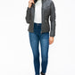 YMI Fuzzy Feels Faux Layered Double-Zipper Jacket with Fuzzy Hood in Charcoal