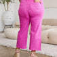 RFM Chloe Tummy Control High Waist Raw Hem Crop Jeans in Pink Rouge