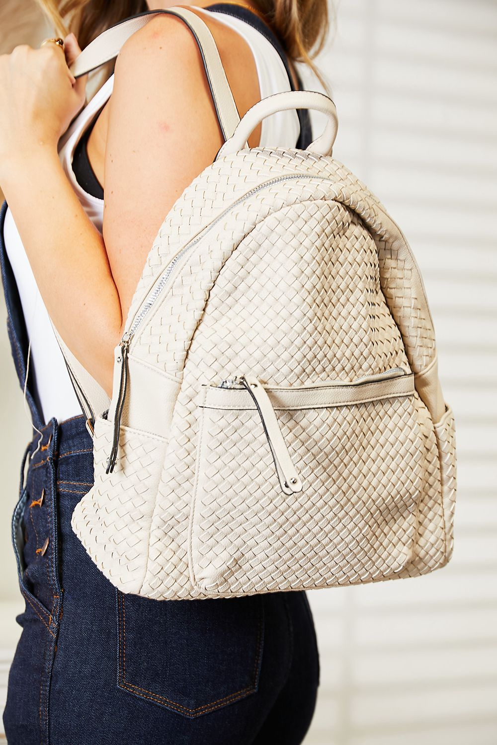 SHOMICO Certainly Unique PU Leather Backpack in Beige