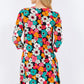 Celeste Summer Glowing Floral Three-Quarter Sleeve Dress with Pockets