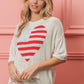 BiBi My Heart Is Here Striped Heart Contrast Knit Top