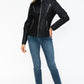 Snobbish Ready To Own The Night Faux Leather Zip Up Mock Neck Jacket in Black