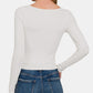 Zenana Center Street Scoop Neck Long Sleeve T-Shirt in White