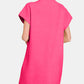 Zenana I'm Ready Short Sleeve Sweater Mini Dress in Hot Pink