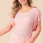 BiBi Dainty & Sweet Ruffled Lace Sleeve Rib Knit Top