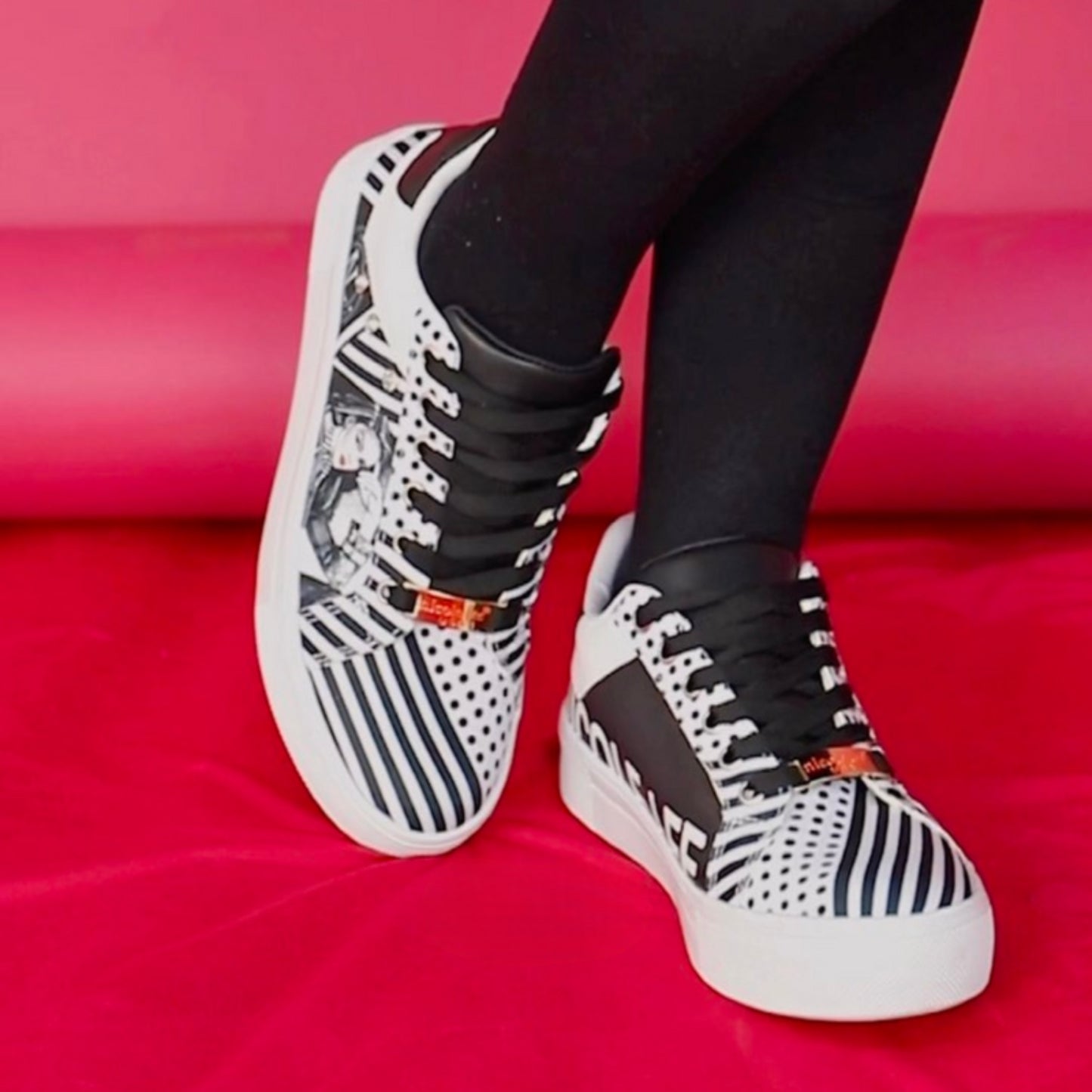 Nicole Lee USA Walk The Talk Printed Vegan Leather Lace Up Sneaker