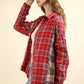 VERY J Falling For Plaid Contrast Plaid Raw Detail Shirt in Red