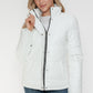 YMI Cozy Perfection Pocketed Zip Up Turtleneck Puffer Jacket in White