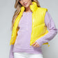 Snobbish A Quilted Touch Zip Up Turtleneck Shiny Quilted Vest in Yellow
