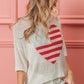 BiBi My Heart Is Here Striped Heart Contrast Knit Top