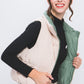 Love Tree Two Faced Zip Up Cropped Contrast Reversible Vest in Olive