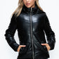 How Dare U Embrace The Chill Pocketed Zip Up Puffer Jacket with Removable Hood in Black