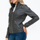 YMI Fuzzy Feels Faux Layered Double-Zipper Jacket with Fuzzy Hood in Charcoal