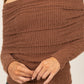 HYFVE Turn The Heat Up Fuzzy Off Shoulder Textured Knit Top in Brown