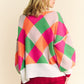 Davi & Dani Enchant Exposed Seam Color Block Dropped Shoulder Sweater