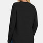 Zenana It's In The Curve Long Sleeve Curved Hem Sweater in Black