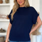 Double Take Lovely Day Mock Neck Short Sleeve Sweater