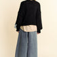 Davi & Dani Pop of Personality Floral Applique Open Front Dropped Shoulder Cardigan
