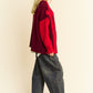 Davi & Dani Festive and Cozy Cable-Knit Color Block Open Front Cardigan