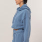 HYFVE Bubbly and Cozy Bubble Hem Cropped Hoodie in Gray Blue