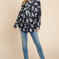 BOMBOM My Wild Spirit Animal Print Button Up Knit Shacket in Black