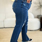 Judy Blue Joanna Mid Rise Distressed Raw Hem Jeans