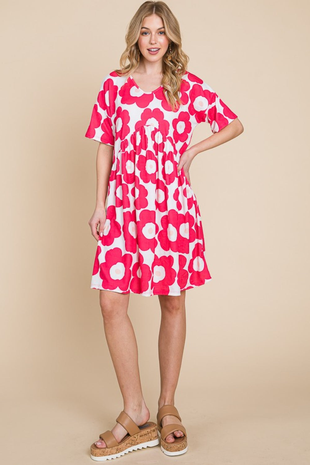 BOMBOM Flower Petals Ruched Dress