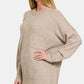 Zenana Everyday Cozy High-Low Hem Drop Shoulder Sweater in H Mocha