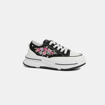 Nicole Lee USA Stepping Up My Game Embroidery Detail Platform Lace-Up Sneakers