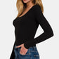 Zenana Center Street Scoop Neck Long Sleeve T-Shirt in Black