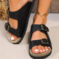 Sitting Seaside PU Leather Buckle Sandals