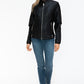 Snobbish A Wild Ride Faux Leather Biker Jacket with Side Zip Pockets in Black