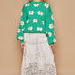 POL Petals Of Perfection Daisy Pattern Drop Shoulder Sweater in Shamrock