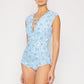 Marina West Swim Bring Me Flowers V-Neck One Piece Swimsuit In Thistle Blue