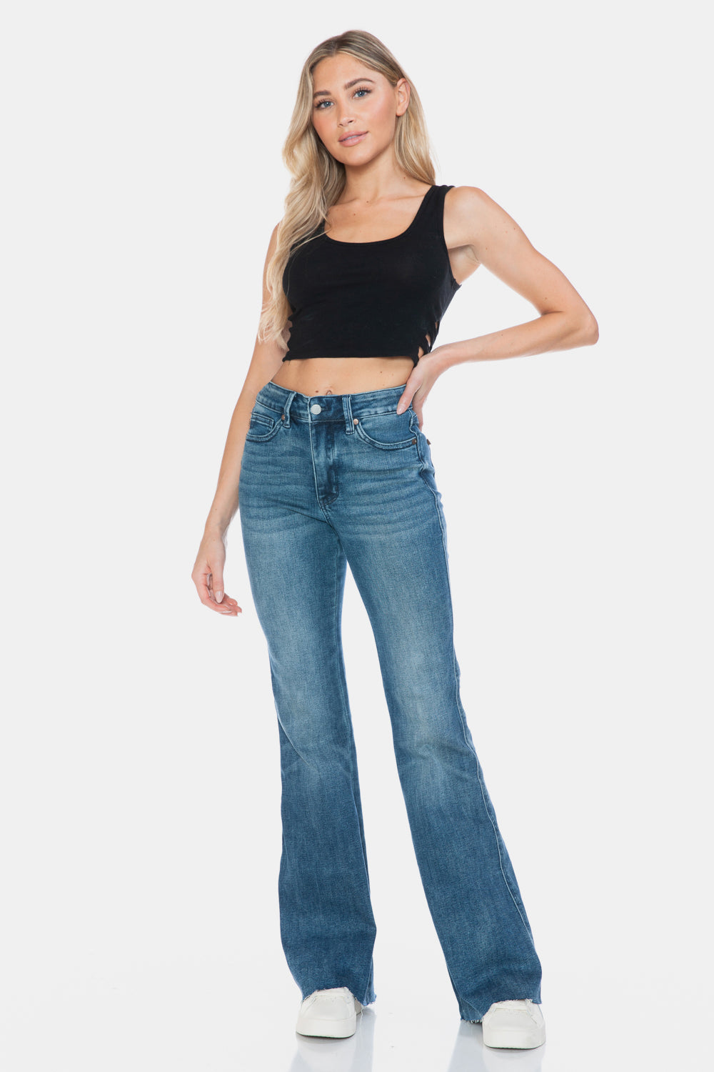 Judy Blue Sidney Tummy Control Cut Hem Flare Jeans