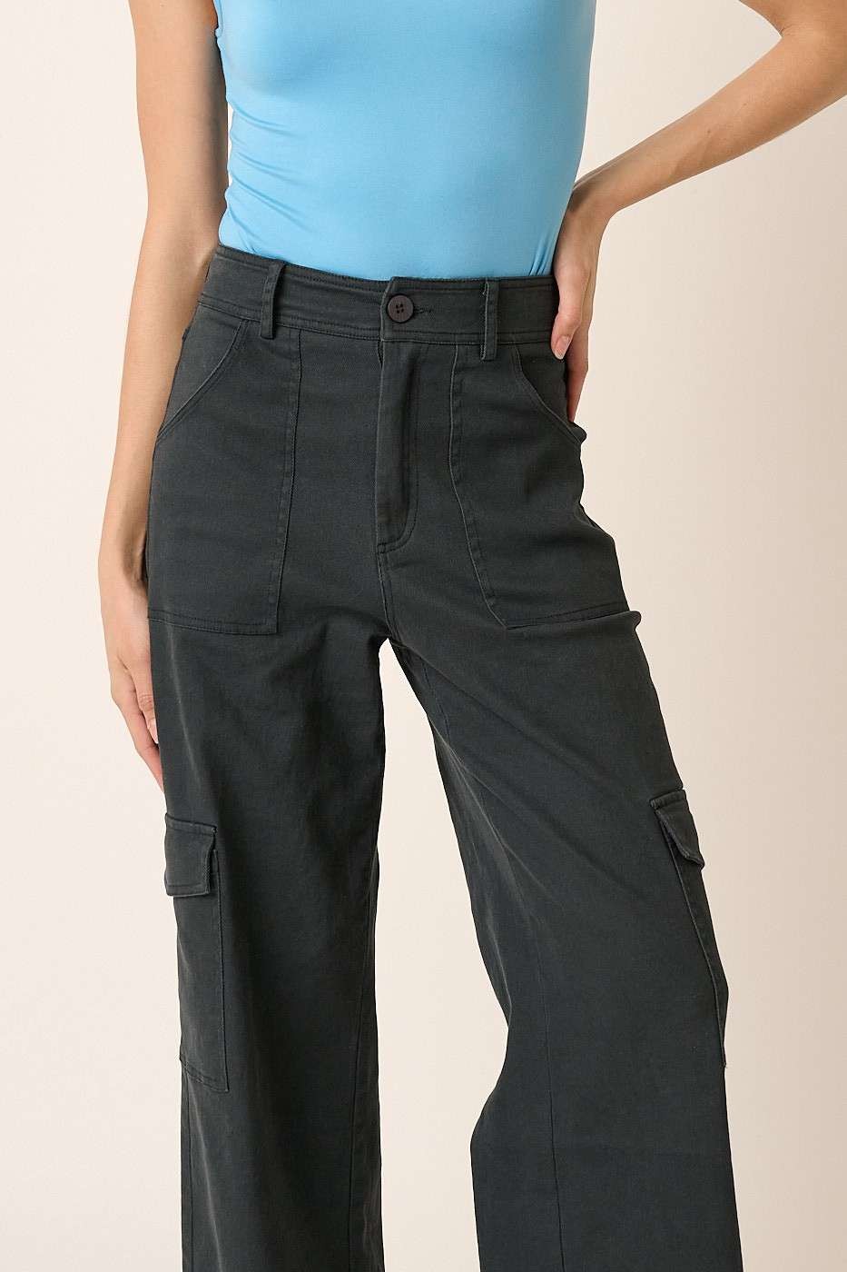 Mittoshop I'm A Savage Wide Leg High Waist Pants with Cargo Pockets