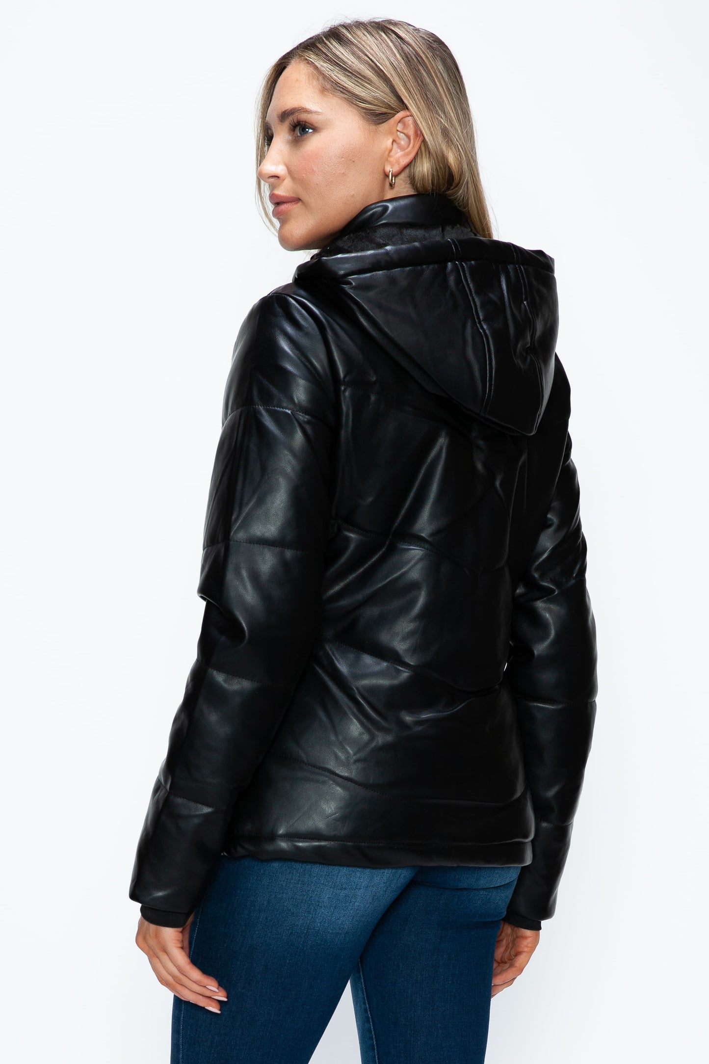 How Dare U Embrace The Chill Pocketed Zip Up Puffer Jacket with Removable Hood in Black