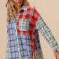 BiBi By The River Color Block Plaid Button Down Shirt