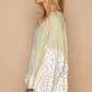 POL A Touch of Sunshine Waffle Knit Floral Notched Neck Long Sleeve Top in Sage