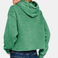 Zenana My Happy Place Acid Wash Fleece Cropped Hoodie in Forest